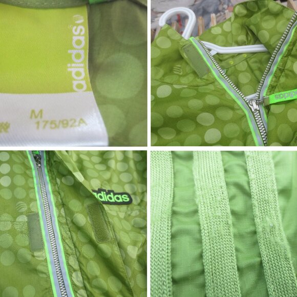 Adidas Summer Green Polka Dot Polyester Windbreaker Athletic Jacket - Sz Medium - Picture 6 of 13